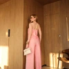 Boutique Dona Ana - Conjunto Feminino Rosa Yasmin em tecido Crepe de Malha com Listras – Pantalona super elegante e confortável.
