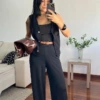 Boutique Dona Ana - Conjunto Beth em Tecido Crepe de Malha – Preto