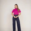 Boutique Dona Ana - Cropped feminino Gola Alta em algodão Menegotti