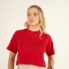 Boutique Dona Ana - Cropped feminino Tradicional Vermelho River Rouge