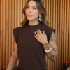 Boutique Dona Ana - Vestido Midi Muscle Marrom Cardamom Dark em Algodão