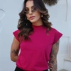Boutique Dona Ana - T-Shirt Muscle Rosa Elegance Feminina em Algodão Premium – Estilo Moderno e Conforto