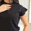 Boutique Dona Ana - T-Shirt Muscle Preta Feminina em Algodão Premium