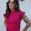 Boutique Dona Ana - T-Shirt Muscle Rosa Elegance Feminina em Algodão Premium – Estilo Moderno e Conforto