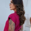 Boutique Dona Ana - T-Shirt Muscle Rosa Elegance Feminina em Algodão Premium – Estilo Moderno e Conforto