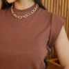Boutique Dona Ana - Vestido Midi Muscle Marrom Cynnamon em Algodão
