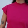 Boutique Dona Ana - T-Shirt Muscle Rosa Elegance Feminina em Algodão Premium – Estilo Moderno e Conforto