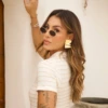 Boutique Dona Ana - T-Shirt Gola Polo Risca de Giz Bege Bay Sands Feminina em Algodão