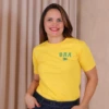 Boutique Dona Ana - T-Shirt Estampada Brasil Azul Royal Feminina em Algodão – Sofisticação e Identidade Nacional