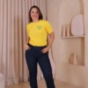 Boutique Dona Ana - T-Shirt Estampada Brasil Azul Royal Feminina em Algodão – Sofisticação e Identidade Nacional