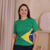 Boutique Dona Ana - T-Shirt Estampada Brasil Azul Royal Feminina em Algodão – Sofisticação e Identidade Nacional