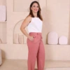 Boutique Dona Ana - Calça Pantalona Alfaiataria Linho Dusty Rose Feminina com Forro – Elegante, Fluida e Sofisticada