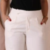 Boutique Dona Ana - Calça Pantalona Alfaiataria Linho Off White Feminina com Forro – Elegante, Leve e Atemporal