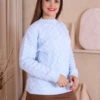 Boutique Dona Ana - Blusa Modal Alba Azul Bebê em Tricô com Trama Trançada – Delicada, Elegante e Atemporal