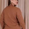 Boutique Dona Ana - Blusa Modal Alba Cappuccino em Tricô com Trama Trançada – Sofisticada, Aconchegante e Atemporal