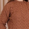 Boutique Dona Ana - Blusa Modal Alba Cappuccino em Tricô com Trama Trançada – Sofisticada, Aconchegante e Atemporal