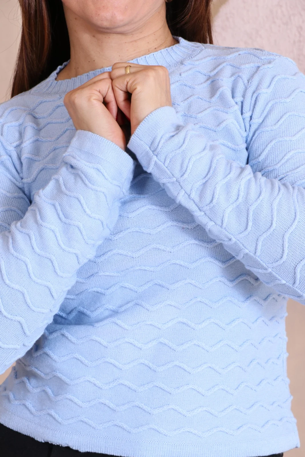 Boutique Dona Ana - Blusa Modal Prado Azul em Tricô – Moderna, Elegante e Confortável com Toque Premium