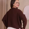 Boutique Dona Ana - Blusa Valencia Marrom em Tricot com Fio Tecnológico – Moderna, Sofisticada e Confortável