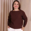 Boutique Dona Ana - Blusa Valencia Marrom em Tricot com Fio Tecnológico – Moderna, Sofisticada e Confortável