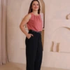 Boutique Dona Ana - Calça Pantalona Preta de Alfaiataria com Cinto – Elegância, Sofisticação e Caimento Perfeito