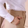 Boutique Dona Ana - Calça Social Alfaiataria Pantalona Bege em Tecido Marrant – Elegância Leve com Caimento Sofisticado