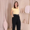 Boutique Dona Ana - Calça Social Alfaiataria Pantalona Preta Feminina em Tecido Marrant – Elegância Atemporal e Caimento Sofisticado