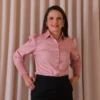 Boutique Dona Ana - Camisa feminina em tricoline Rosê com manga lastex – leveza, conforto e elegância