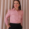 Boutique Dona Ana - Camisa feminina em tricoline Rosê com manga lastex – leveza, conforto e elegância