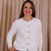 Boutique Dona Ana - Casaquinho de Tricô Madelaine Preto Feminino com Botões – Elegante, Clássico e Sofisticado - Off White