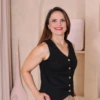 Boutique Dona Ana - Colete Alfaiataria Feminino Preto em Linho com Elastano – Estruturado, Elegante e Sofisticado