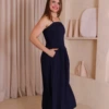 Boutique Dona Ana - Vestido Midi Íris Azul Petróleo com Bojo e Lastex – Elegante, Fluido e Atemporal