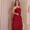 Boutique Dona Ana - Vestido Midi Lírio Rosa Deep Pink em Camadas com Lastex – Feminino, Moderno e Elegante