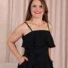 Boutique Dona Ana - Vestido Midi Lótus Preto com Babado, Faixa Removível e Bolsos – Clássico, Elegante e Sofisticado
