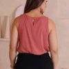 Boutique Dona Ana - Regata Social Feminina Rosa Queimado com Pregas no Decote – Delicada, Elegante e Sofisticada