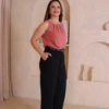 Boutique Dona Ana - Regata Social Feminina Rosa Queimado com Pregas no Decote – Delicada, Elegante e Sofisticada